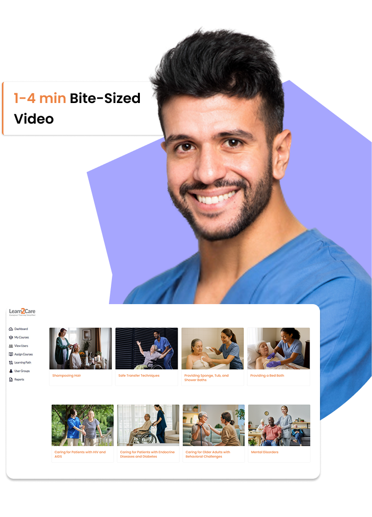 Learn2Care just in time review with short caregiver training videos